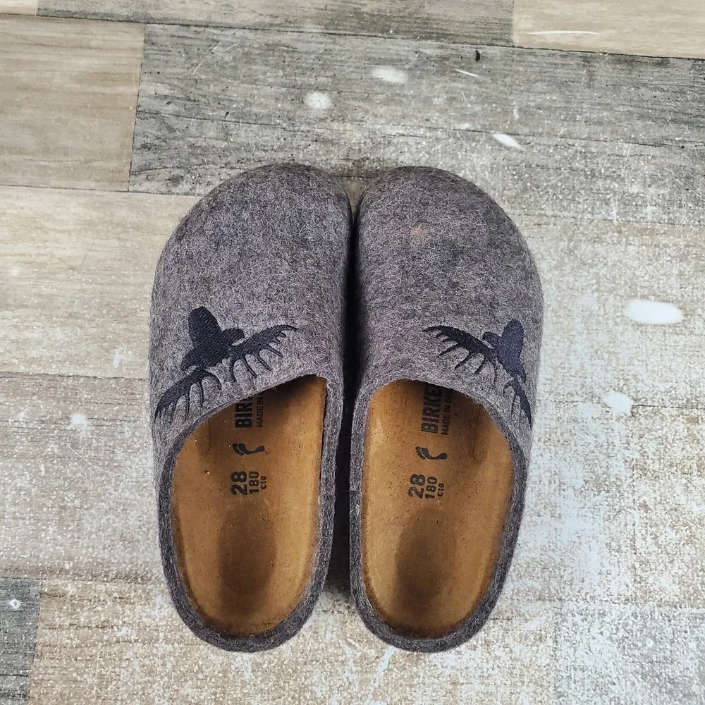 Birkenstock Kaprun Kids Clogs Sz 10 Gray Elk Wool Narrow Slip On Slippers